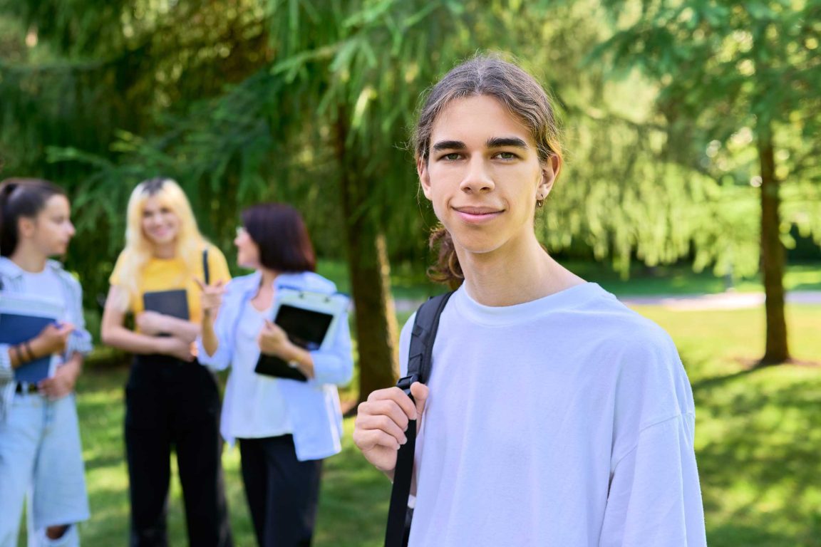 Male teen with backpack